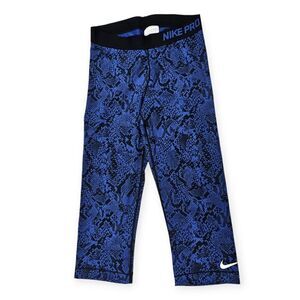 Nike Pro Blue and Black Exotic Snake Print Cropped‎ Leggings Women's Size Medium